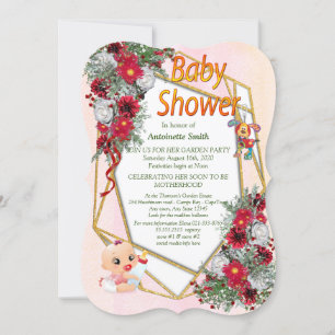 Geometric Gold Glitter Baby shower Invitation