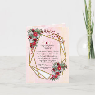 Geometric - Gold Glitter Burgundy Couple Shower Invitation