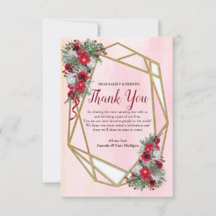 Geometric Gold Glitter Burgundy Thank You Cards