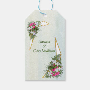 Geometric - Gold Glitter Flower Bouquet  Gift Tag