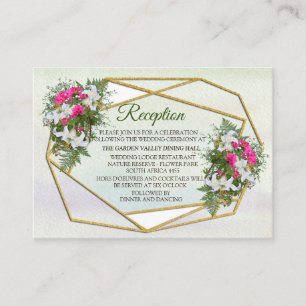 Geometric - Gold Glitter Flower Bouquet Theme Enclosure Card