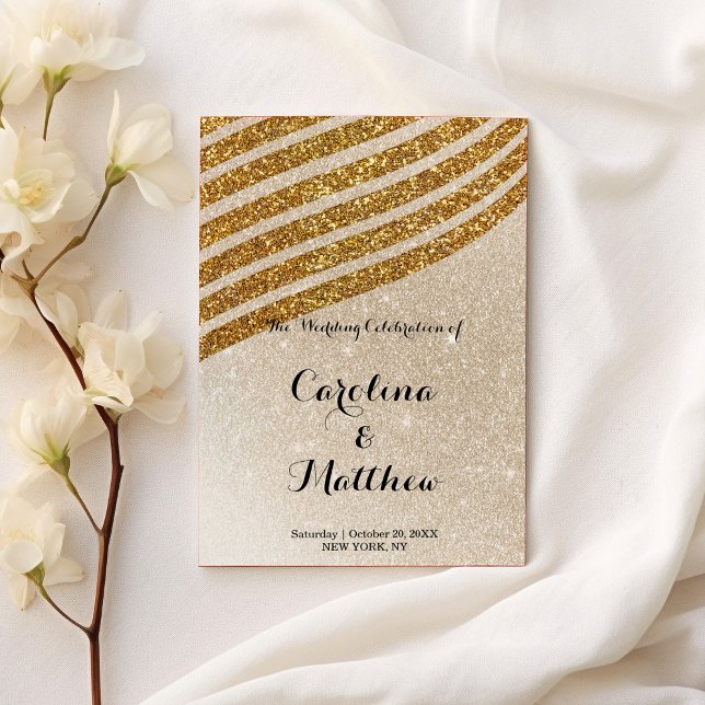 Geometric gold glitter gradient glam Wedding Programme (Geometric gold glitter gradient glam Wedding Program)
