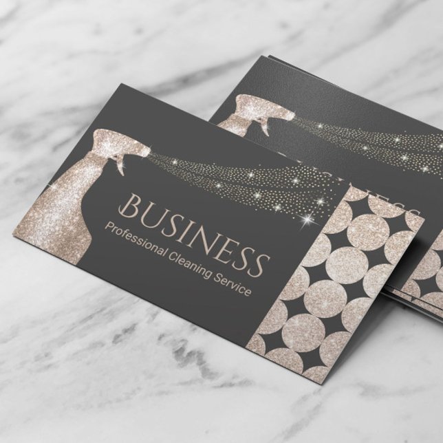 Geometric Gold Glitter Spray Cleaning Service Business Card (Creator Uploaded)