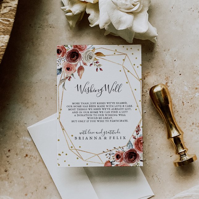 Geometric Gold Glitter Spring Wedding Wishing Well Enclosure Card (Creator Uploaded)