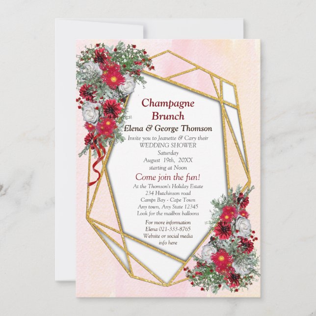 Geometric - Gold Glitter Wedding Shower Invitation (Front)