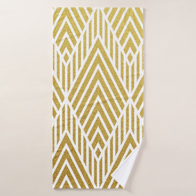 Geometric gold glittering seamless pattern bath towel (Bath Towel)