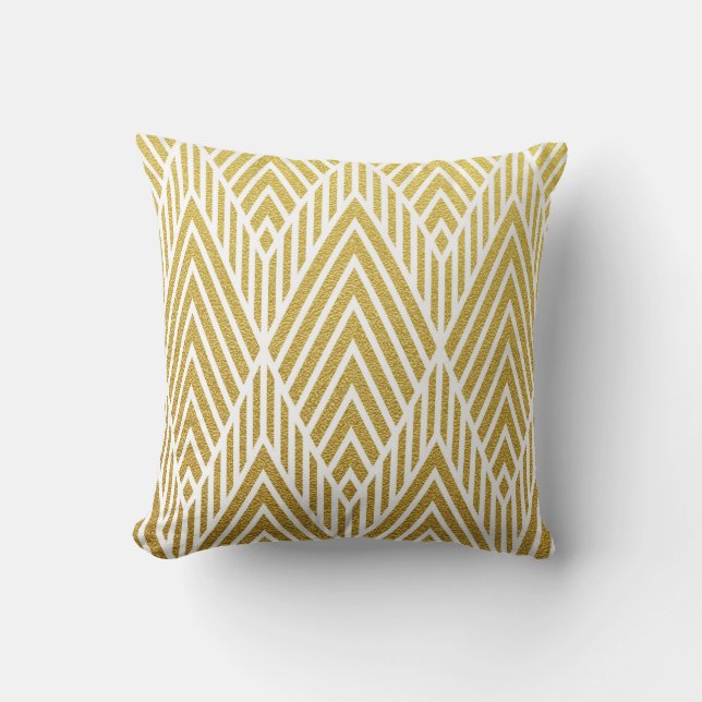 Geometric gold glittering seamless pattern cushion (Front)