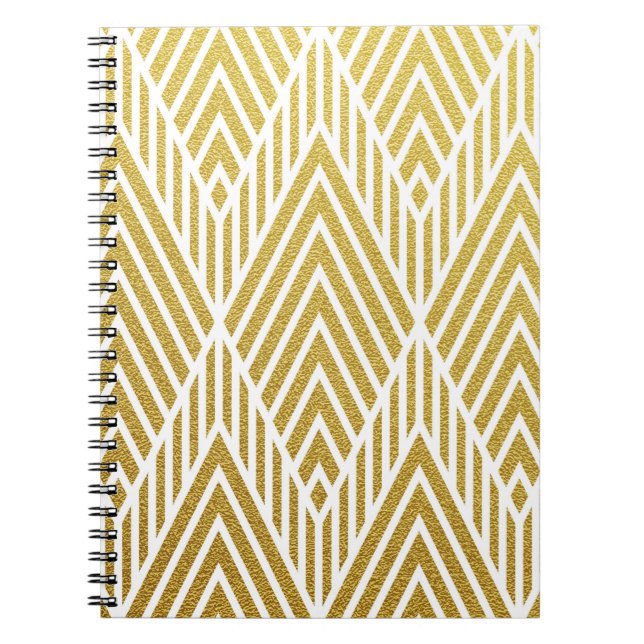Geometric gold glittering seamless pattern notebook (Front)