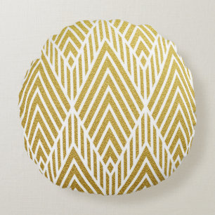 Geometric gold glittering seamless pattern round cushion