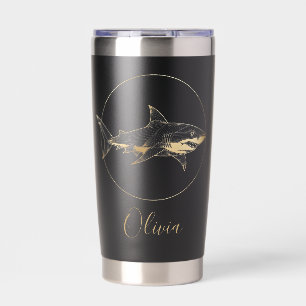 Geometric Gold Great White Shark Insulated Tumbler