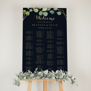 Geometric Gold Green  Alphabetical Seating Chart