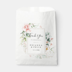 Geometric Gold Green Foliage Thank You Wedding Favour Bags