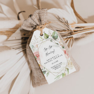 Geometric Gold Green Sip Sip Hooray Bridal Shower Gift Tags