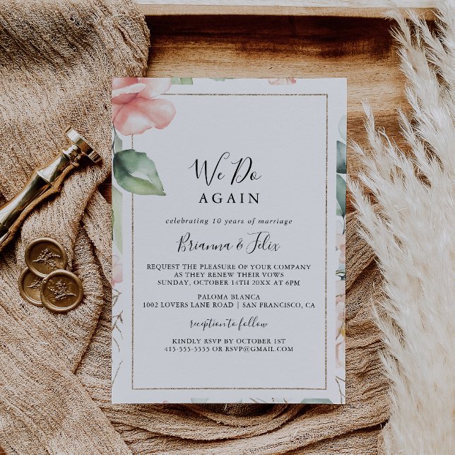 Geometric Gold Green We Do Again Vow Renewal Invitation (Creator Uploaded)