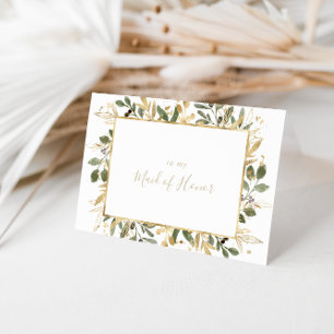 Geometric Gold Greenery Bridal Party Thank You Card