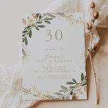 Geometric Gold Greenery Fall 30th Birthday Party   Invitation<br><div class="desc">This geometric gold greenery fall minimalist 30th birthday party invitation is perfect for a modern birthday party. The design features a beautiful gold geometric frame with elegant green leaves.</div>