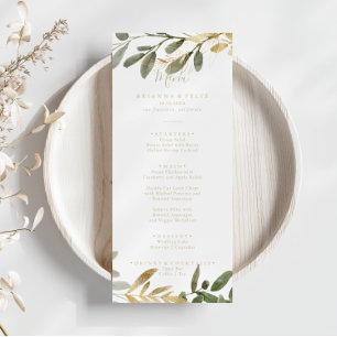 Geometric Gold Greenery Fall Dinner Menu