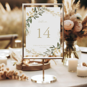 Geometric Gold Greenery Fall Wedding Table Number