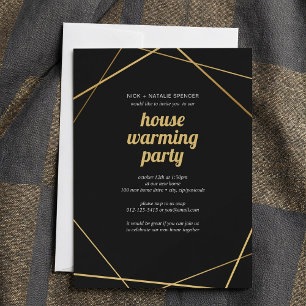 Geometric gold House warming party invitation