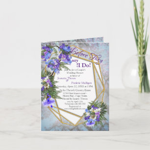 Geometric Gold & Jacaranda Flowers Couple Shower Invitation