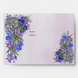 Geometric Gold & Lavender Flowers Envelopes
