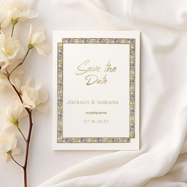Geometric gold lavender pink floral Save the Date Invitation (Geometric gold lavender pink floral Save the Date )