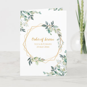 Geometric Gold Leaf Wedding Order of Service Programme