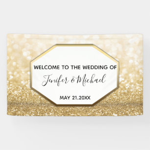 Geometric gold luxury glittery wedding banner