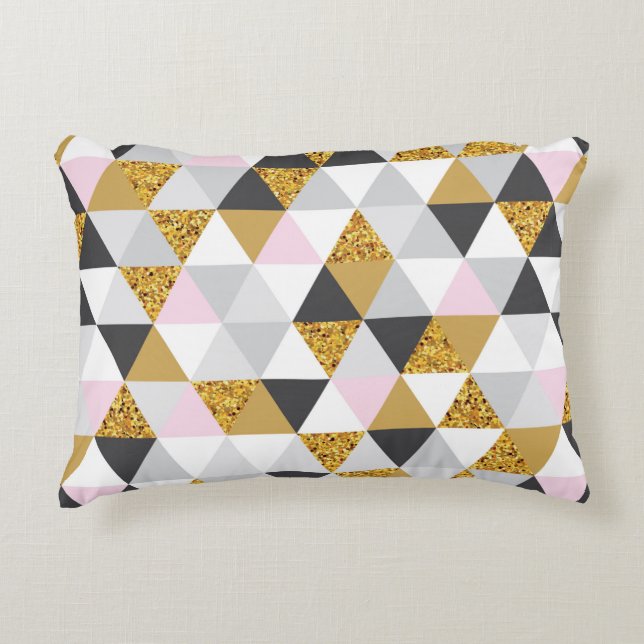 Geometric gold marble seamless pattern decorative cushion (Front)