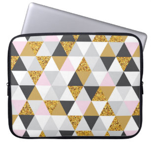Geometric gold marble seamless pattern laptop sleeve