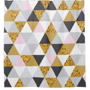 Geometric gold marble seamless pattern shower curtain