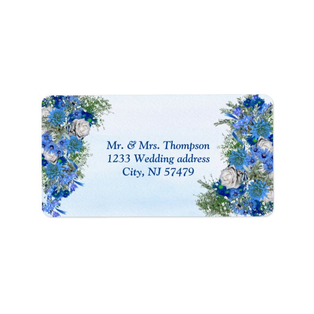 Geometric - Gold-Navy Blue Flower Bouquet Label (Front)