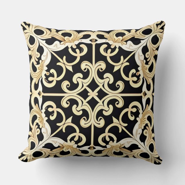 Geometric Gold Panel Cushion (Front)