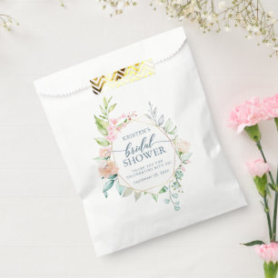 Geometric Gold Pastel Floral Bridal Shower Favour Bags