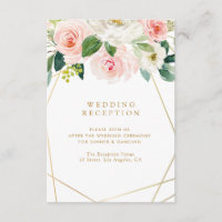 geometric gold pink blush floral wedding reception