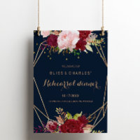 Geometric Gold Red Blue Rehearsal dinner Welcome