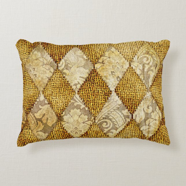 Geometric Gold: Retro Pattern Sophistication. Decorative Cushion (Front)