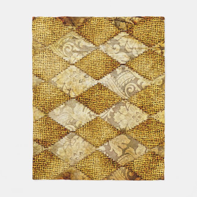 Geometric Gold: Retro Pattern Sophistication. Fleece Blanket (Front)