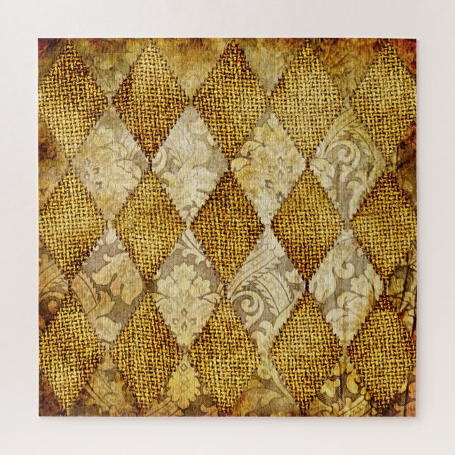 Geometric Gold: Retro Pattern Sophistication. Jigsaw Puzzle (Vertical)