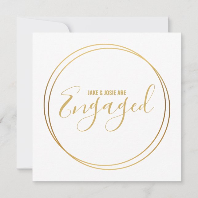 Geometric gold rings engagement announcement party (Front)