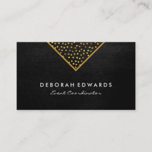 Geometric Gold Specks Faux Leather Business Card