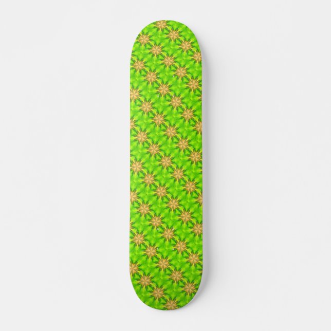 geometric gold stars on green skateboard (Front)