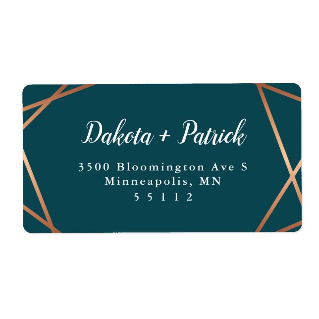 Geometric Gold Teal Return Address (Front)