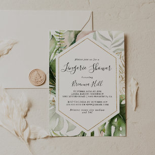 Geometric Gold Tropical Bridal Lingerie Shower Invitation