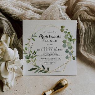 Geometric Gold Tropical Bridesmaids Brunch Shower Invitation