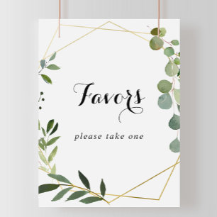 Geometric Gold Tropical Calligraphy Favors Sign