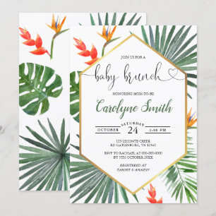 Geometric Gold Tropical Gender Neutral Baby Brunch Invitation
