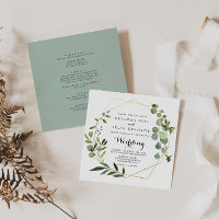 Geometric Gold Tropical Green Front & Back Wedding