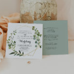 Geometric Gold Tropical Green Front & Back Wedding Invitation<br><div class="desc">This geometric gold tropical green front and back wedding invitation is perfect for a modern wedding. The design features hand-painted beautiful green leaves,  adorning a gold geometric frame.

Save paper by including more details on the back of the invitation instead of on a separate enclosure card.</div>