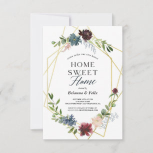 Geometric Gold Tropical Green Housewarming Party Invitation